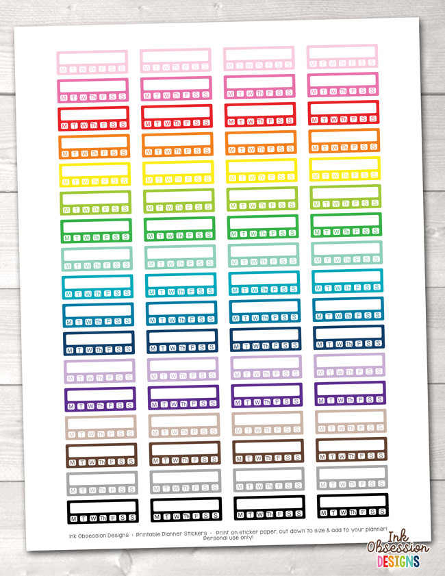 Habit Tracker with Days Printable Planner Stickers – Erin Bradley/Ink  Obsession Designs