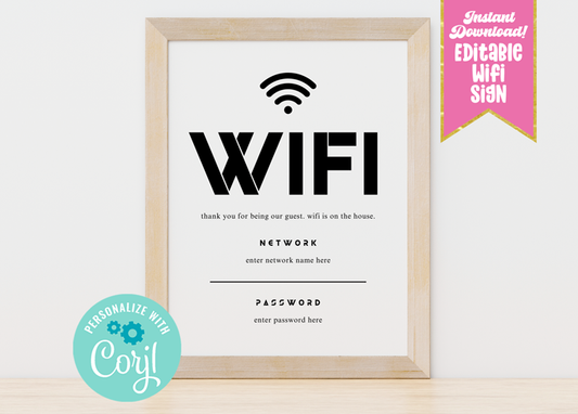Editable Wifi Network & Password Sign, Technical Design