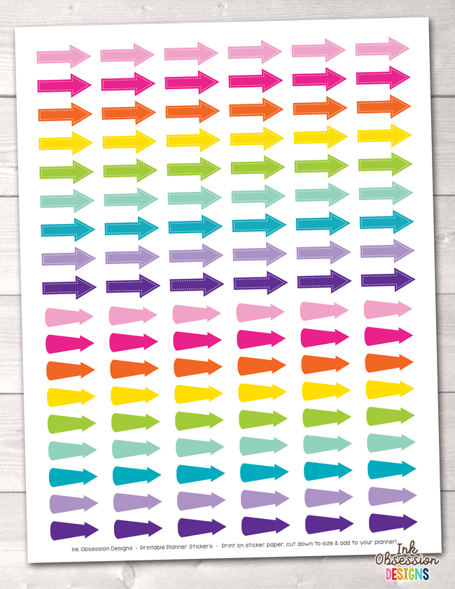 Arrows Printable Planner Stickers Instant Download PDF