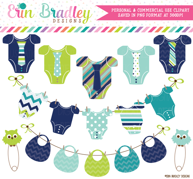 Boys Baby Tees and Bunting Clipart