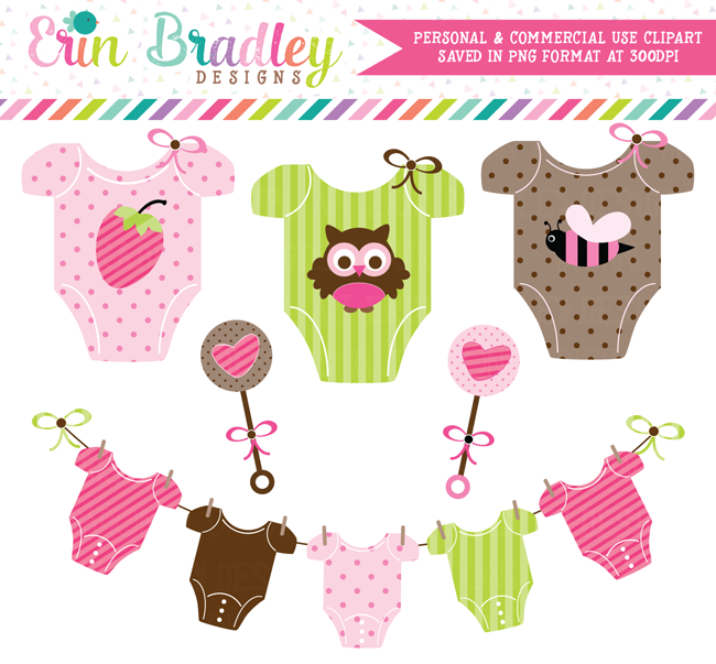 Baby Girl Tees and Rattles Clipart