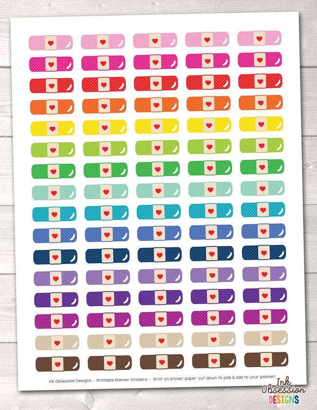 Bandages Printable Planner Stickers Instant Download PDF