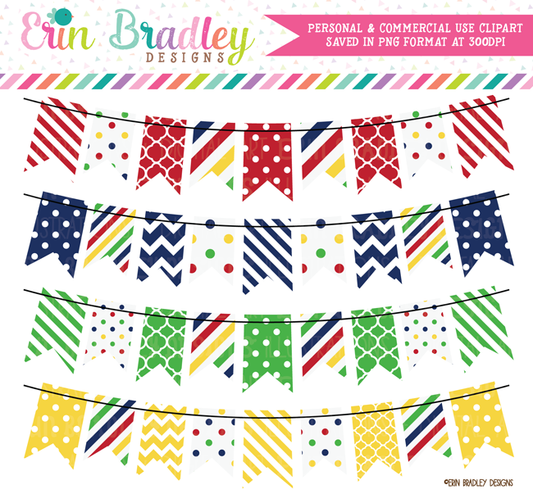 Red Navy Green Yellow Bunting Clipart