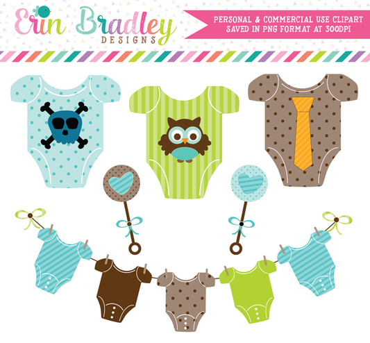 Baby Boy Tees and Rattles Clipart