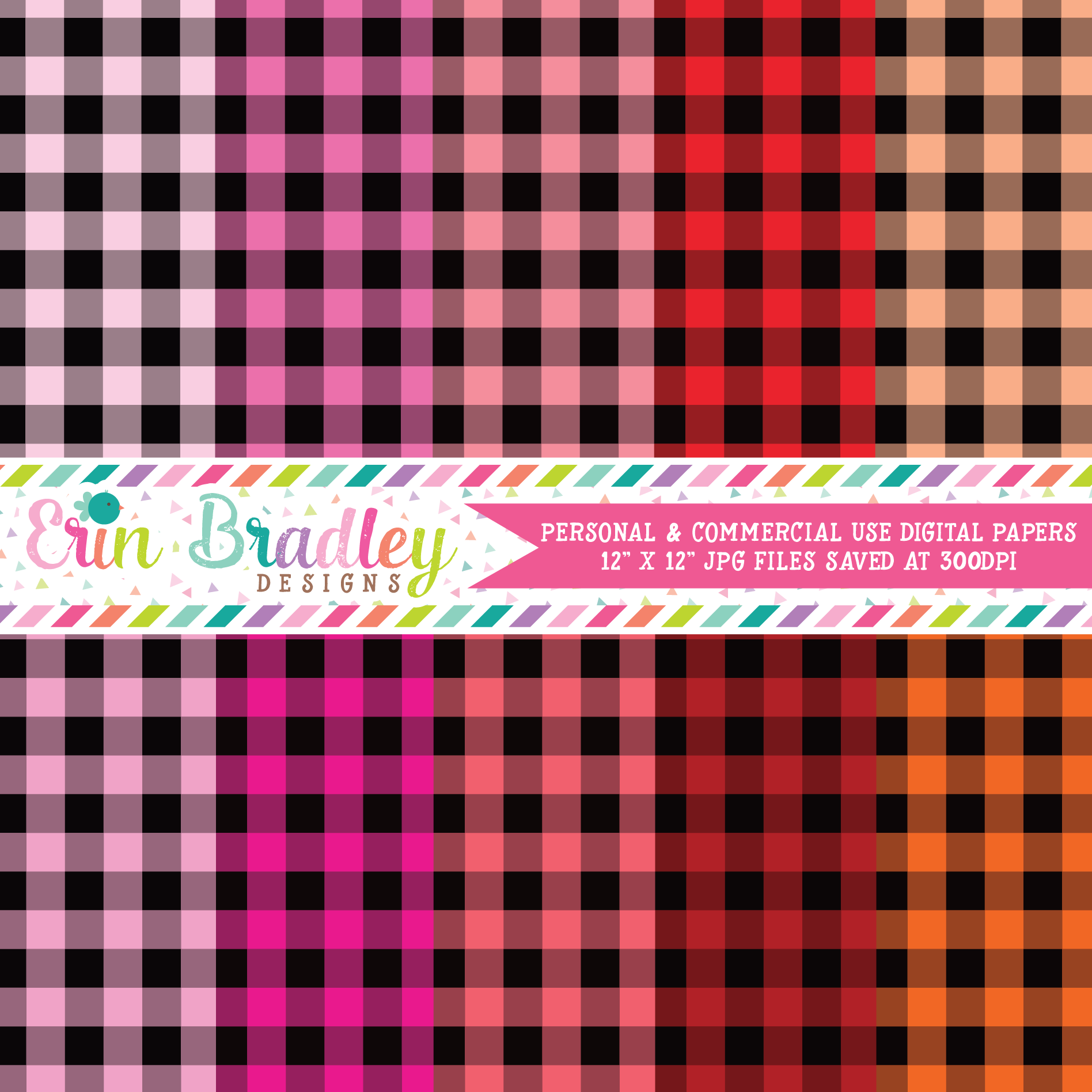 Buffalo Check Digital Paper Pack - Set Two - 40 Colors