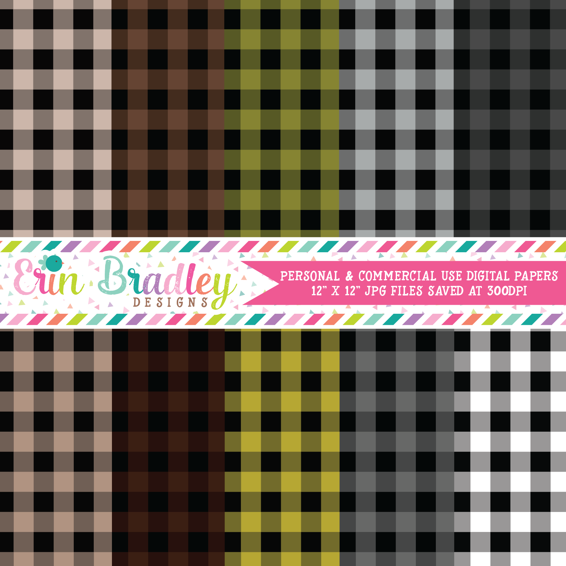 Buffalo Check Digital Paper Pack - Set Two - 40 Colors