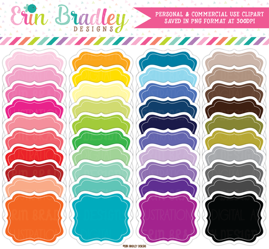 Colorful Frames Solid Colored Clipart with Drop Shadow
