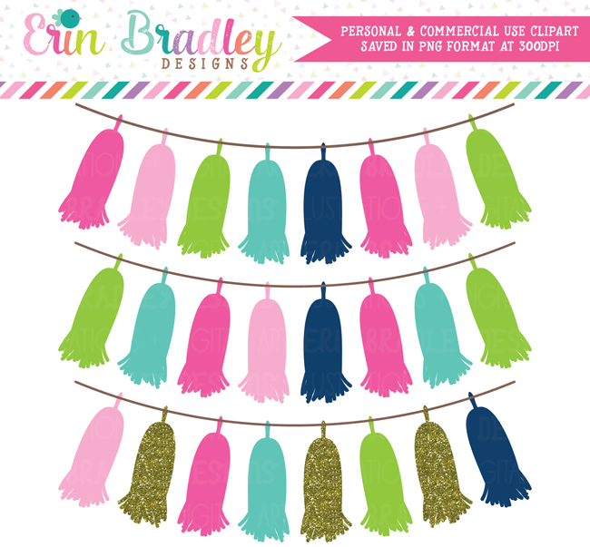 Cheery Day Tassel Banner Clipart Commercial Use Graphics