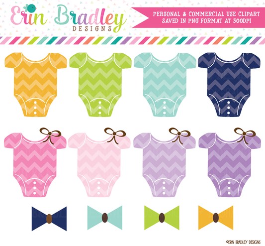 Chevron Baby Tees and Bow Ties Clipart
