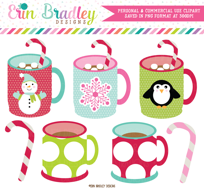 Holiday Mugs Christmas Clipart Commercial Use OK