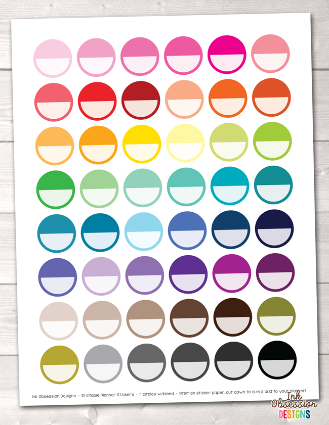 Circles Printable Planner Stickers Instant Download PDF