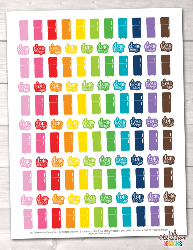 Clean Fridge Functional Printable Planner Stickers