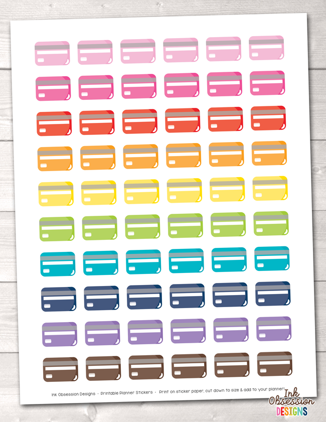 Credit Cards Printable Planner Stickers