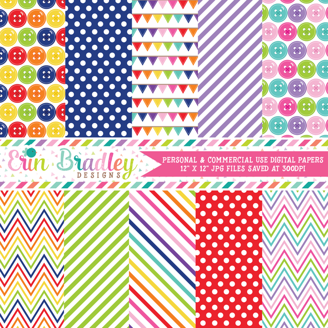 Cute as a Button Digital Papers