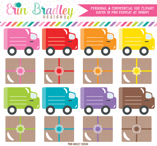 Delivery Trucks and Packages Clipart