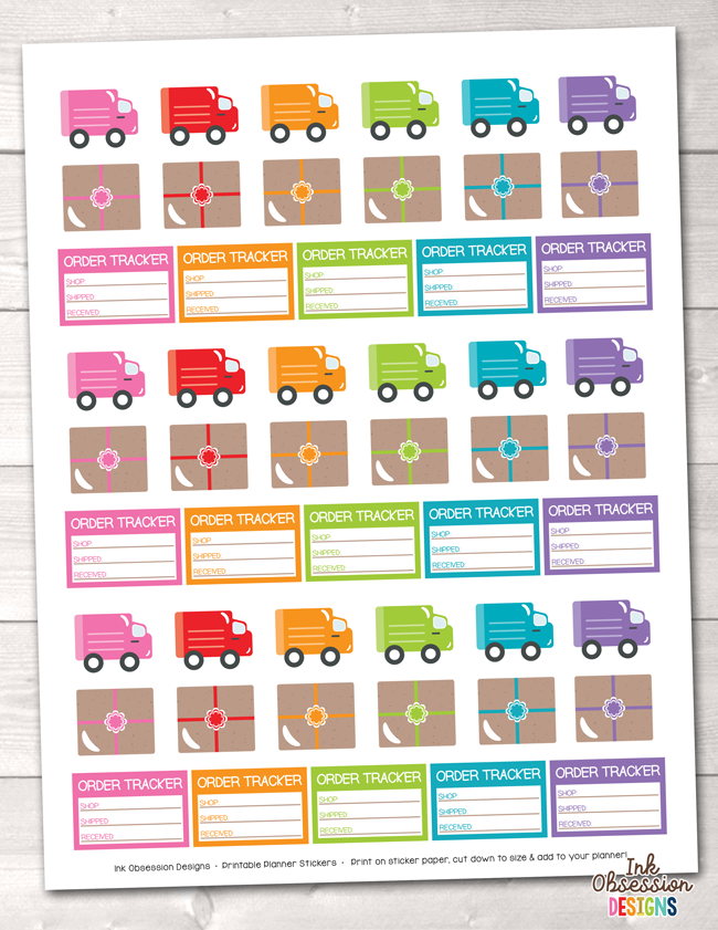 Delivery Trucks and Packages Printable Planner Stickers
