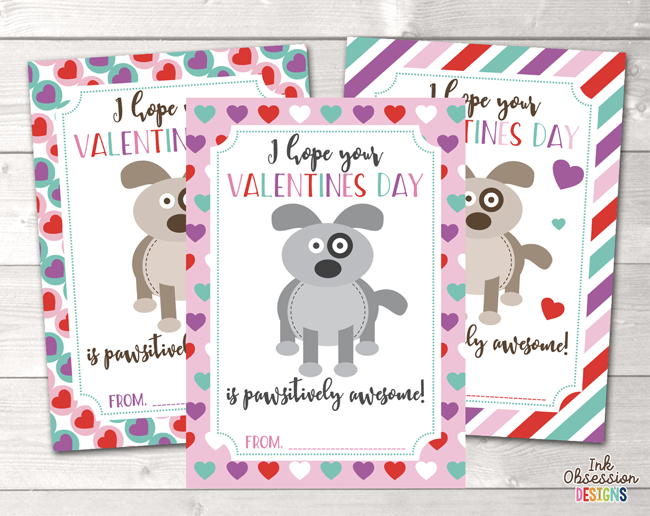 Puppy Dogs Printable Valentines Day Cards