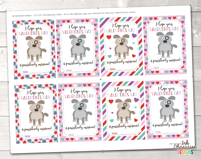 Puppy Dogs Printable Valentines Day Cards