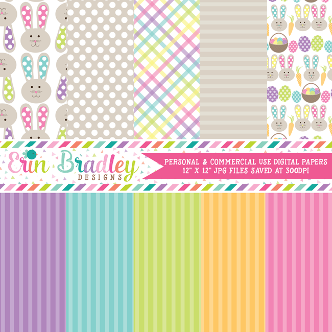 Easter Bunny Holiday Digital Paper Pack
