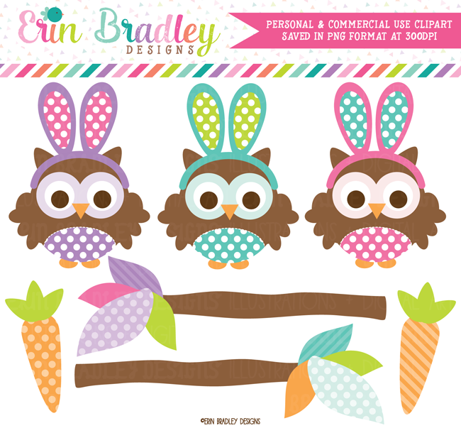 Easter Owls Clipart Commercial Use Holiday Graphics