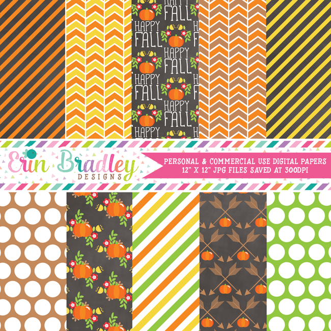 Floral Fall Elements Digital Paper Pack