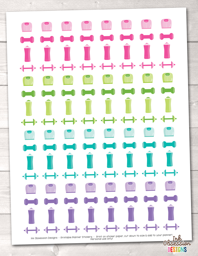 Exercise and Fitness Printable Planner Stickers