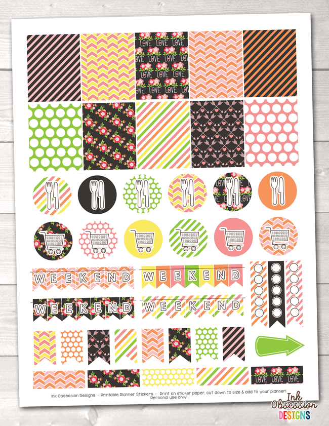 Floral Elements Printable Planner Stickers Weekly Kit