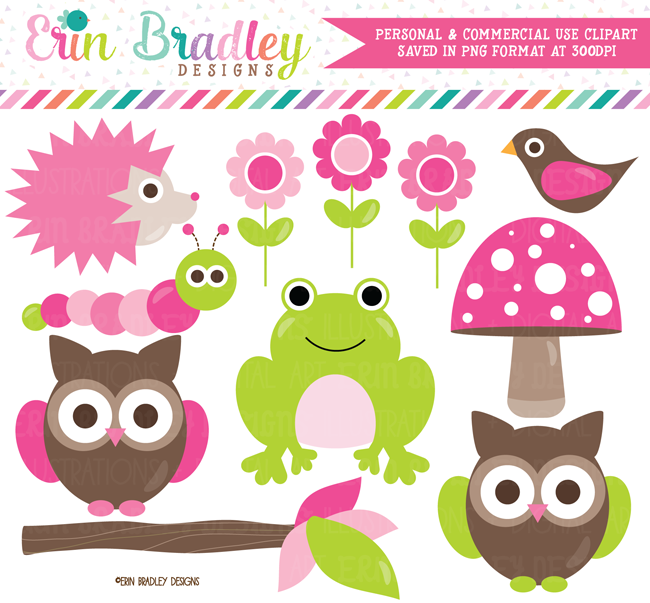 Forest Friends Pink Clipart