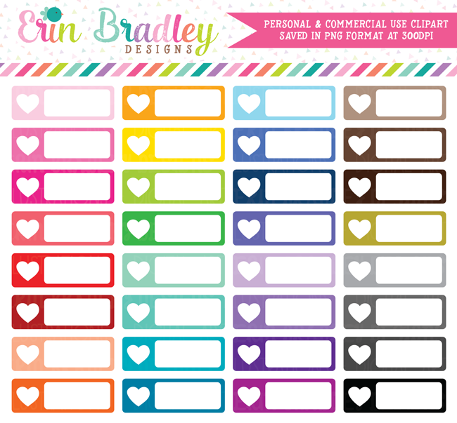Heart Rectangle Boxes Clipart