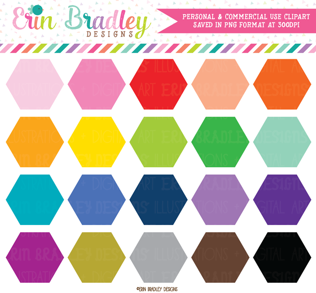 Hexagon Clipart Graphics Personal & Commercial Use