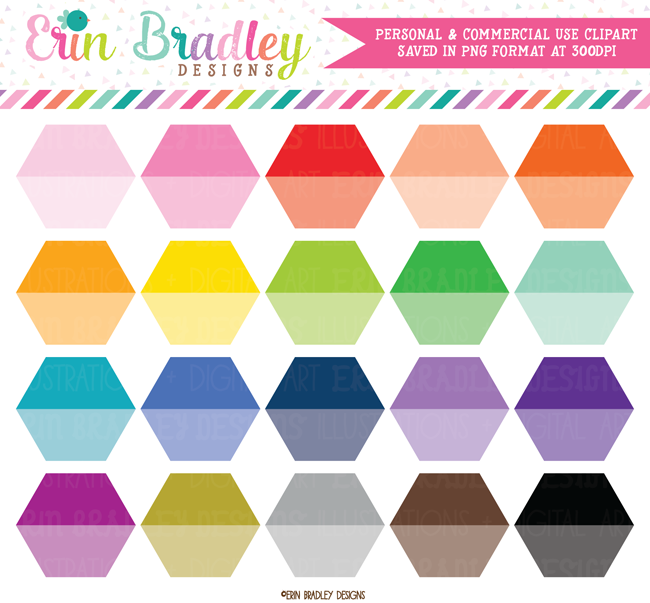 Ombre Hexagon Clipart Shapes Commercial Use Graphics