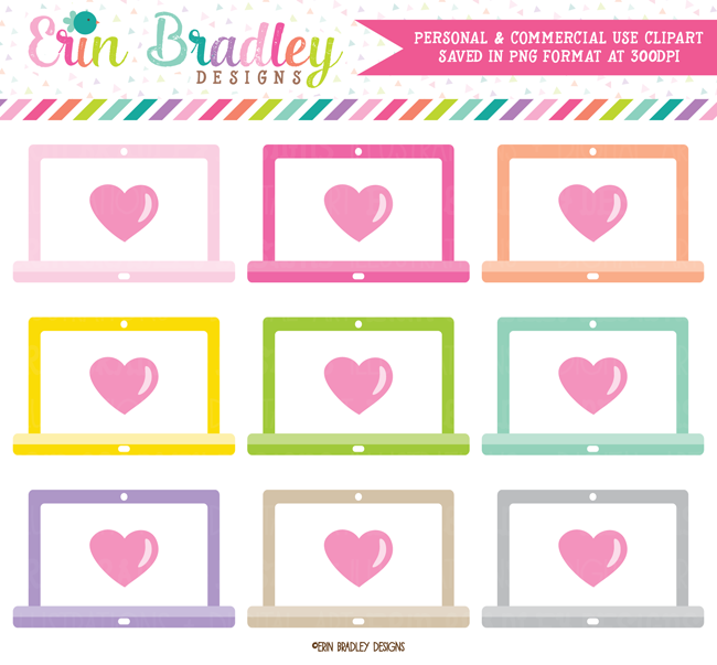Laptops with Hearts Clipart