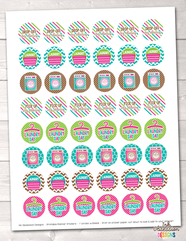 Laundry Printable Planner Stickers
