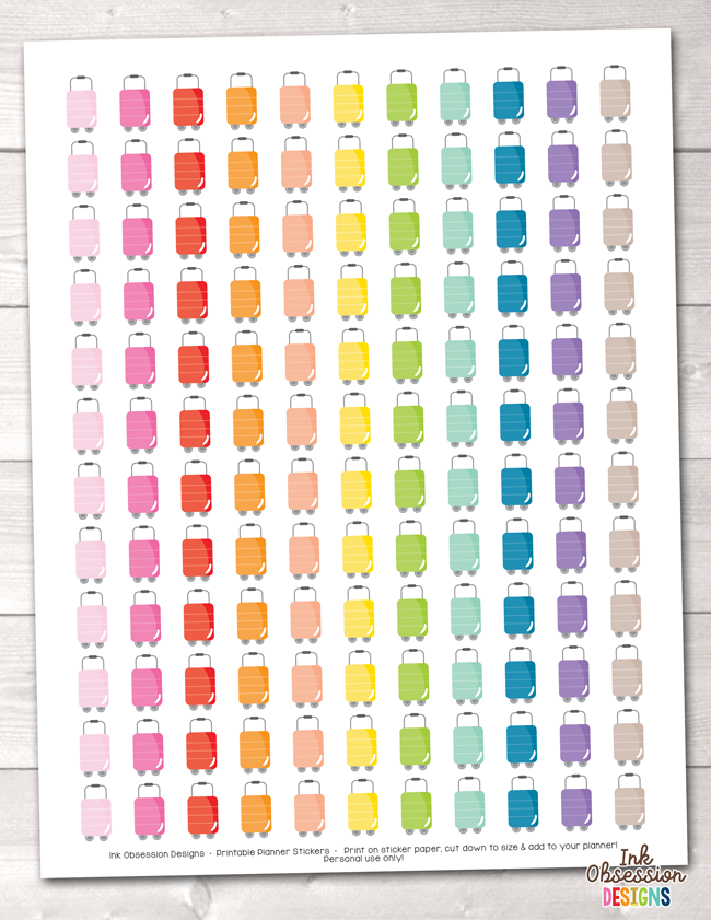 Luggage Printable Planner Stickers
