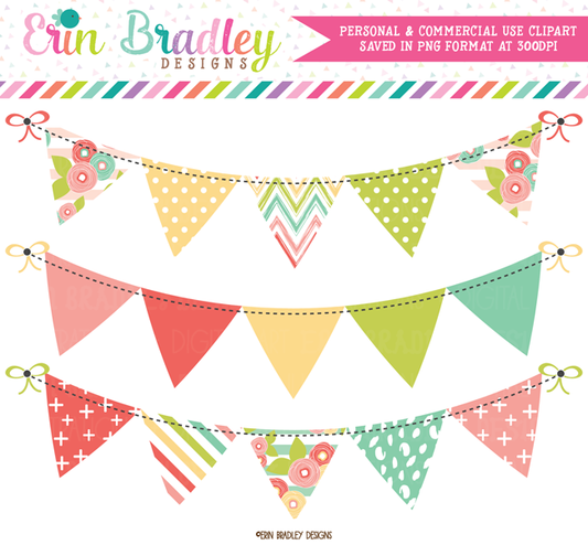 Muted Brights Bunting Banner Flag Clipart