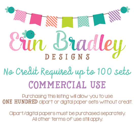 Commercial Use No Credit Required Up to 100 Sets Erin Bradley Designs
