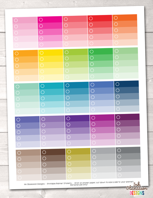 Ombre Checklists Printable Planner Stickers PDF
