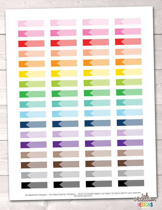 Ombre Labels Printable Planner Stickers