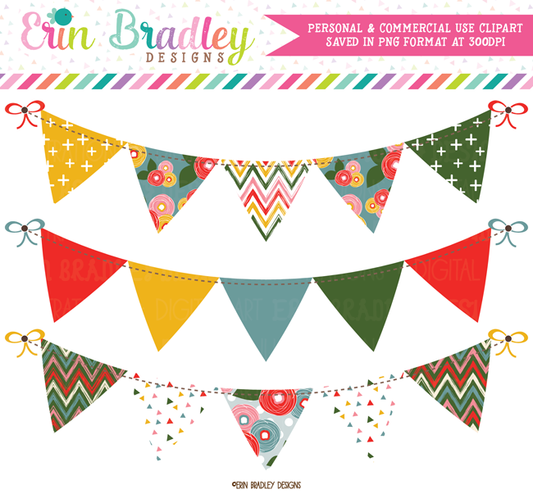 Pink Bloom Bunting Banner Flag Clipart