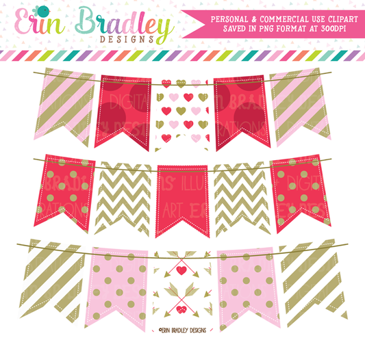 Valentines Day Clipart Bunting