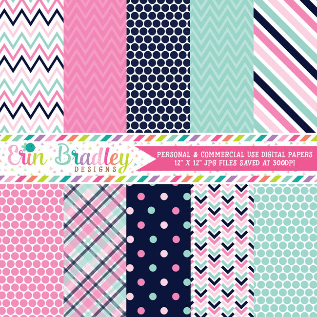 Pinks and Blues Digital Paper Pack
