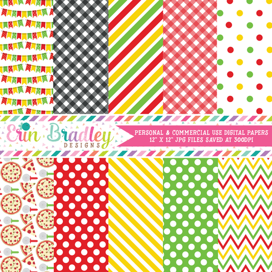 Pizza Party Digital Paper Pack