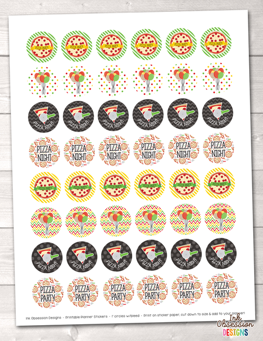 Pizza Party Printable Planner Stickers