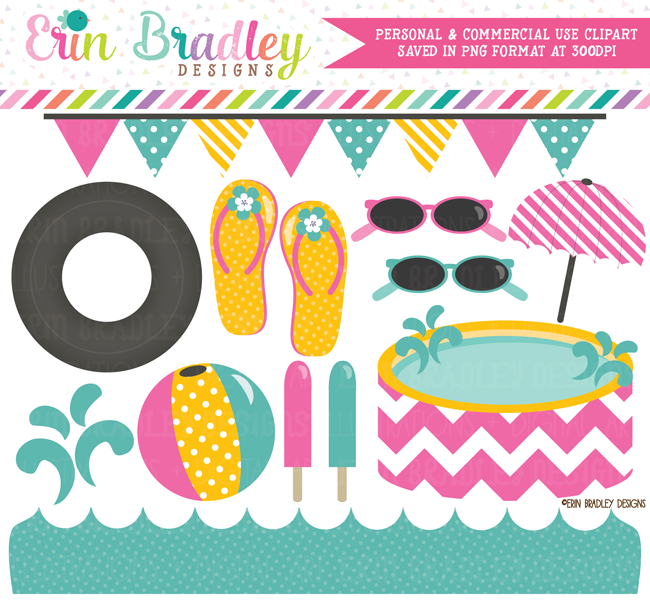 Pool Party Clipart Pink