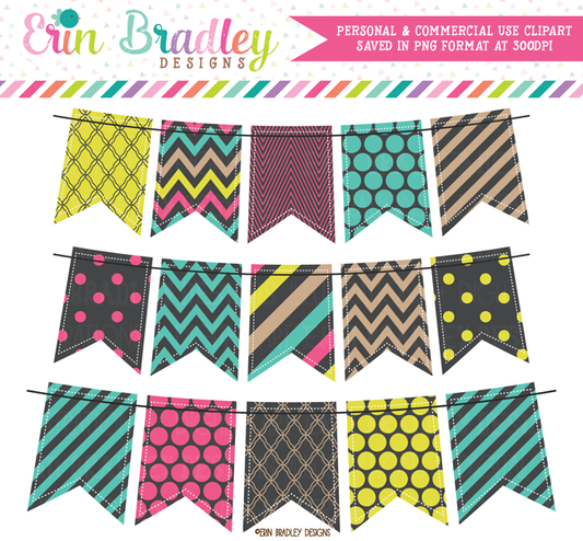 Pop of Color Bunting Clipart