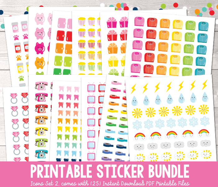 Printable Planner Stickers Bundle Set Two