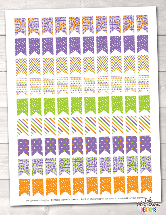 Purple Orange Green Flags Printable Planner Stickers