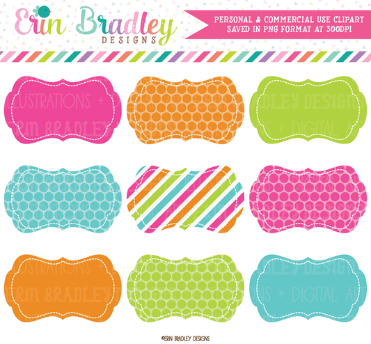 Rainbow Labels Clipart | Commercial Use Graphics