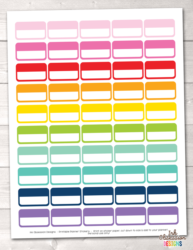 Rectangle Boxes Printable Planner Stickers
