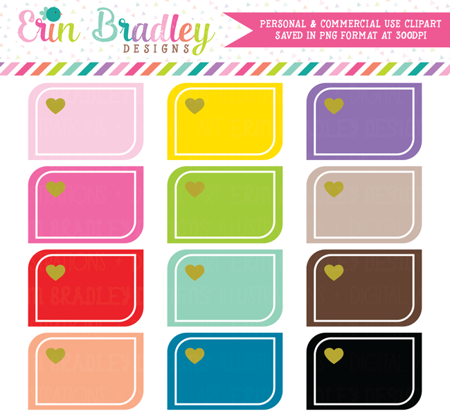 Rounded Corner Heart Boxes Clipart